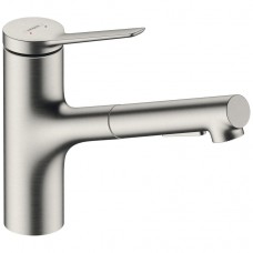 Змішувач кухонний Hansgrohe Zesis M33 150 2jet з витяжним зливом, Stainless (74800800)
