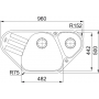 Кухонная мойка FRANKE ANTEA AZG 661-E оникс, угловая (114.0499.223) 960х500 мм.