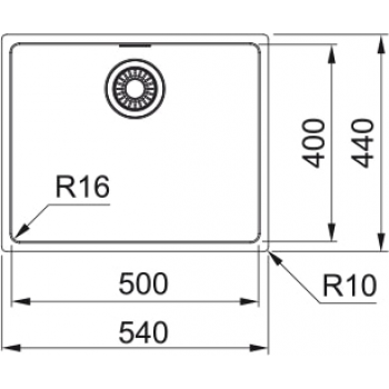 Кухонная мойка FRANKE MARIS MRX MRX 110-50, под столешницу (122.0598.741) 540х440 мм.