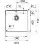 Кухонна мийка FRANKE MARIS MRX 210-50 TL, монтаж врівень (127.0598.750) 530х510 мм.