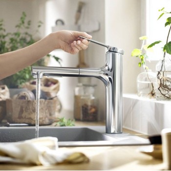 Змішувач для кухні Hansgrohe Zesis M33 160 2jet з витяжним зливом, Chrome (74801000)