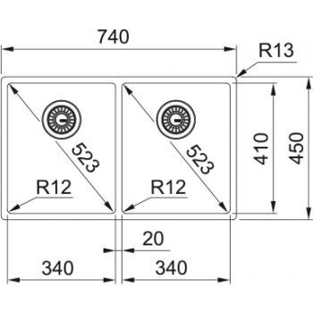 Кухонна мийка FRANKE BOX BXX 220/120-34-34 (127.0370.188) 740х450 мм.