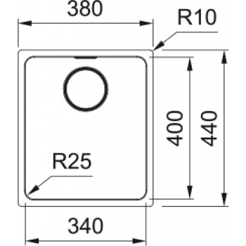 Кухонна мийка FRANKE MYTHOS MYX 110 -34, під стільницю (122.0600.933) 380х440 мм.