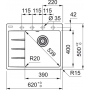 Кухонна мийка FRANKE CENTRO CNG 611-62 TL біла, крило ліворуч (114.0630.449) 620х500 мм.