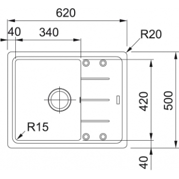 Кухонная мойка FRANKE BASIS BFG 611-62 оборотная, белая (114.0272.599) 620х500 мм.