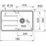 Кухонная мойка FRANKE BASIS BFG 611-78 оборотная, серый камень (114.0565.087) 780х500 мм.