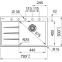 Кухонная мойка FRANKE CENTRO CNG 611-78 TL черная матовая, крыло слева (114.0630.466) 780х500 мм.