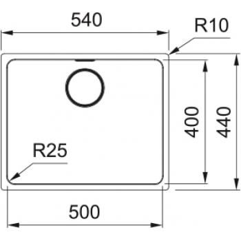 Кухонная мойка FRANKE MYTHOS MYX 110 -50, под столешницу (122.0600.945) 540х440 мм.