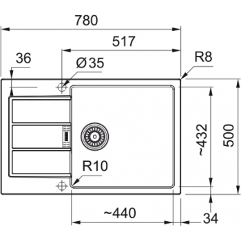 Кухонна мийка FRANKE SIRIUS 2 S2D 611-78 XL оборотна, сіра (143.0621.339) 780х500 мм.