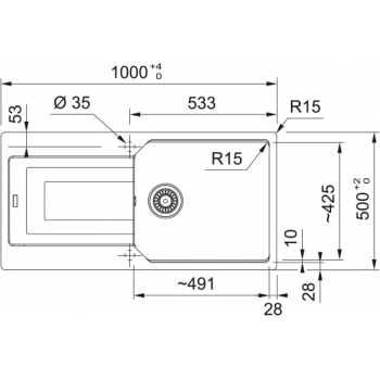 Кухонна мийка FRANKE URBAN UBG 611-100 XL оборотна, онікс (114.0701.792) 1000x500 мм.