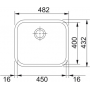 Кухонна мийка FRANKE GALASSIA GAX 110-45 під стільницю (122.0021.440) 482х432 мм.