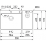 Кухонная мойка FRANKE BOX CENTER BWX 220-54-27 малая чаша справа (127.0538.259) 860х510 мм.